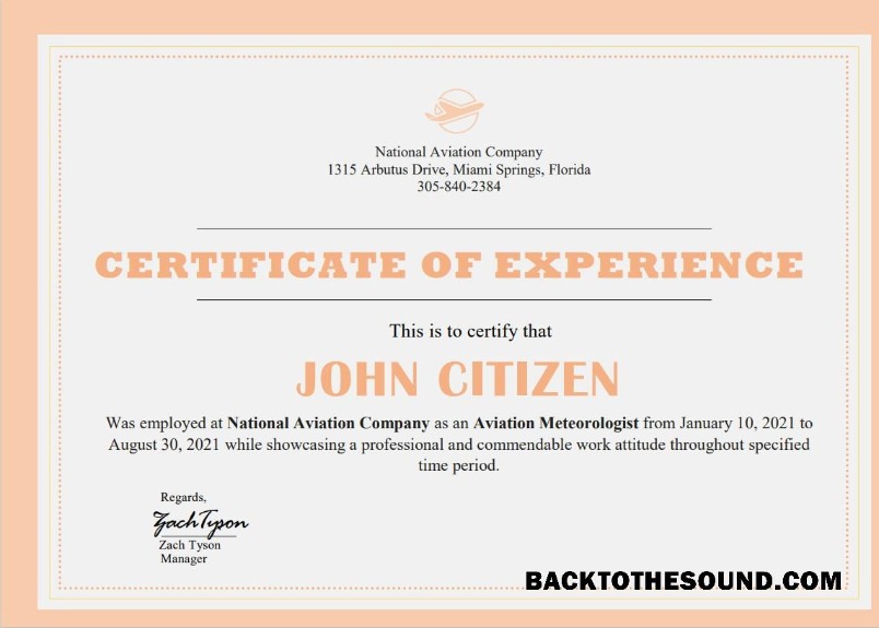 İndir ABD Şirket Experience Cert Örnek taslak