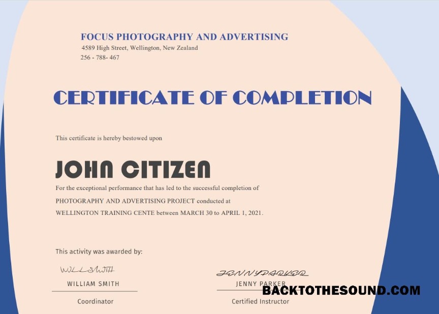 İndir ABD Completion Sertifika in Word and PDF Format Örnek taslak