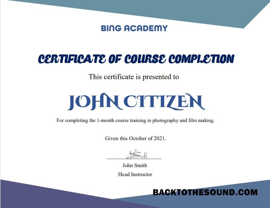 İndir ABD Course Completion Sertifika in Word and PDF Format Örnek örnek