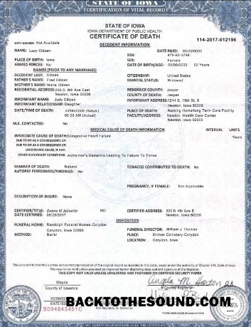 İndir ABD Iowa state ölüm Sertifika in PSD Format Örnek örnek