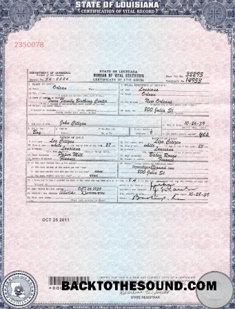 İndir ABD Louisiana doğum cert Örnek taslak