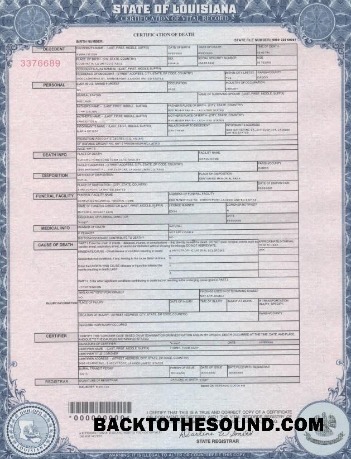 İndir ABD Louisiana ölüm cert Örnek örnek