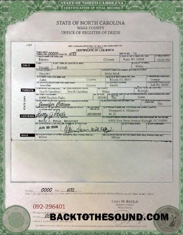 İndir ABD North Carolina doğum cert Örnek tasarım