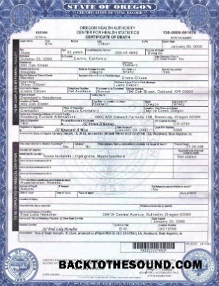 İndir ABD Oregon ölüm cert Örnek taslak