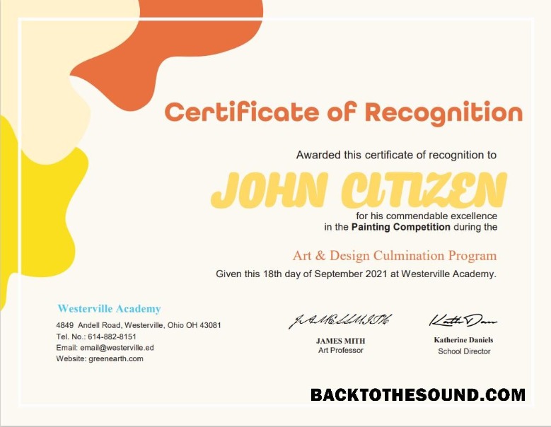 İndir ABD Painting Award cert Örnek ön izleme