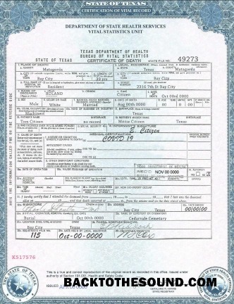 İndir ABD Texas state ölüm Sertifika in PSD Format, fully Düzenlenebilir, Sürüm 2 Örnek tasarım