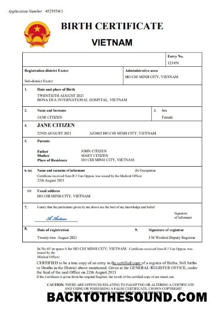 İndir Vietnam doğum Sertifika Word and PDF Örnek örnek