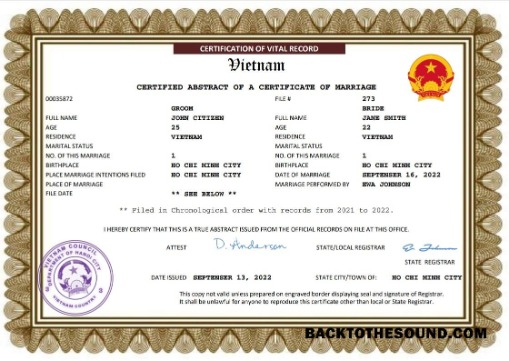 İndir Vietnam evlilik Sertifika Word and PDF Örnek ön izleme