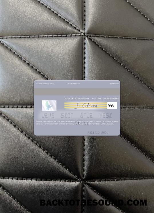 İndir Africa Banking Corporation (ABC) Kenya Vize Banka Kart foto-görünüm Arka Örnek taslak