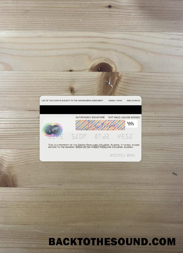 İndir Cezayir Crédit Populaire d’Algérie Mastercard foto-görünüm Arka Örnek şablon