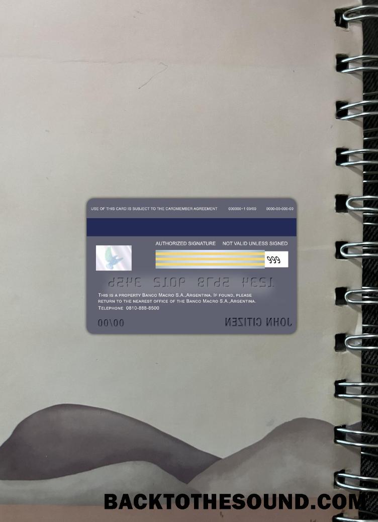 İndir Argenitina Banco Macro S.A Banka Vize Kart foto-görünüm Arka Örnek şablon