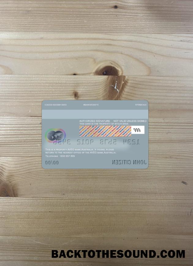 İndir Avustralya Aveo Banka master Kart foto-görünüm Arka Örnek tasarım