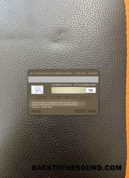 İndir Belize Commerzbank Vize Kart foto-görünüm Arka Örnek şablon
