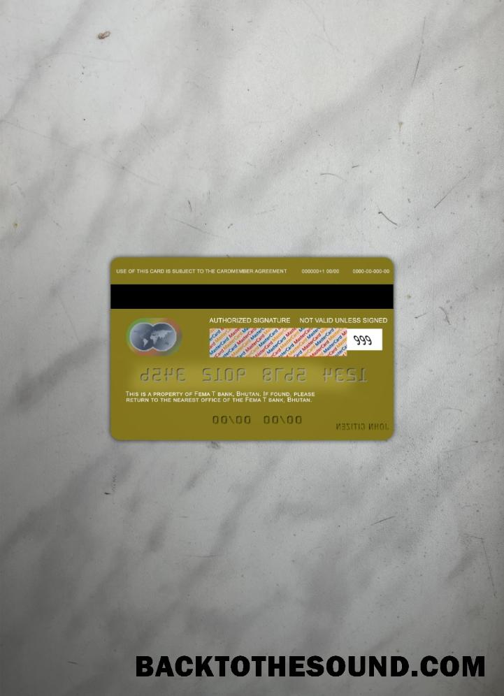 İndir Butan T Banka Mastercard foto-görünüm Arka Örnek ön izleme
