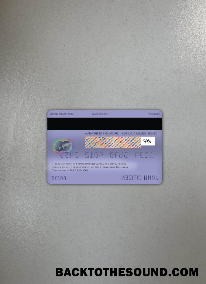 İndir Bulgaristan Fibank Banka master Banka Kart foto-görünüm Arka Örnek şablon