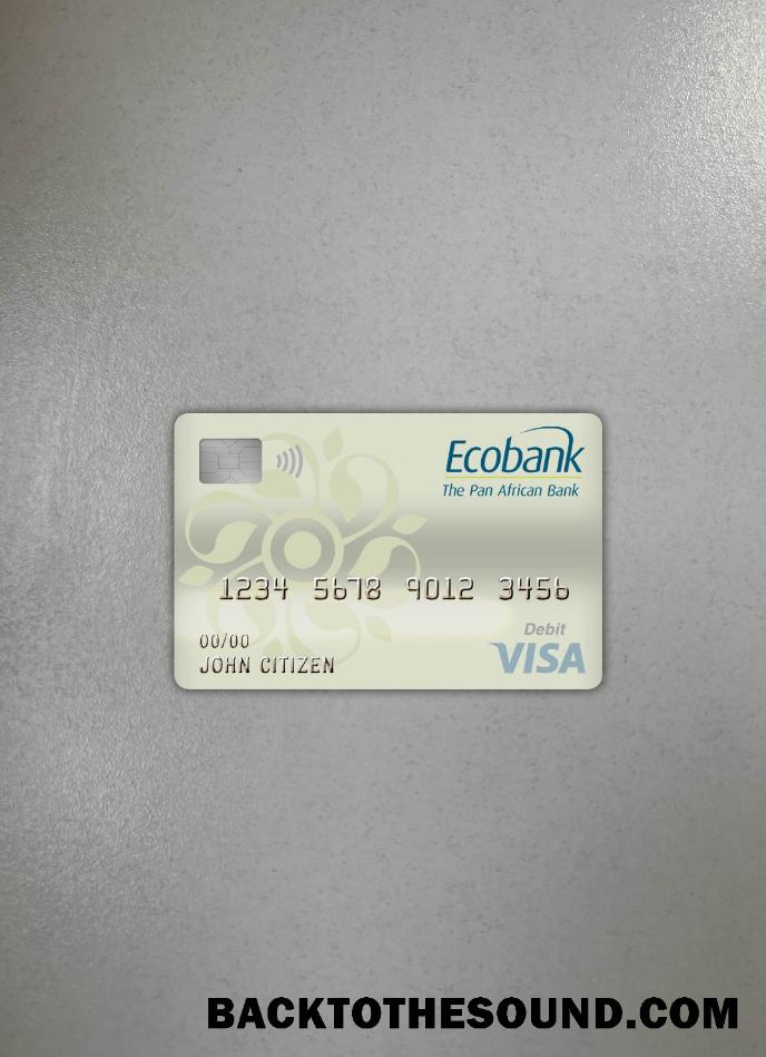 İndir Burkina Faso Ecobank Banka Vize Banka Kart foto-görünüm Ön Örnek taslak