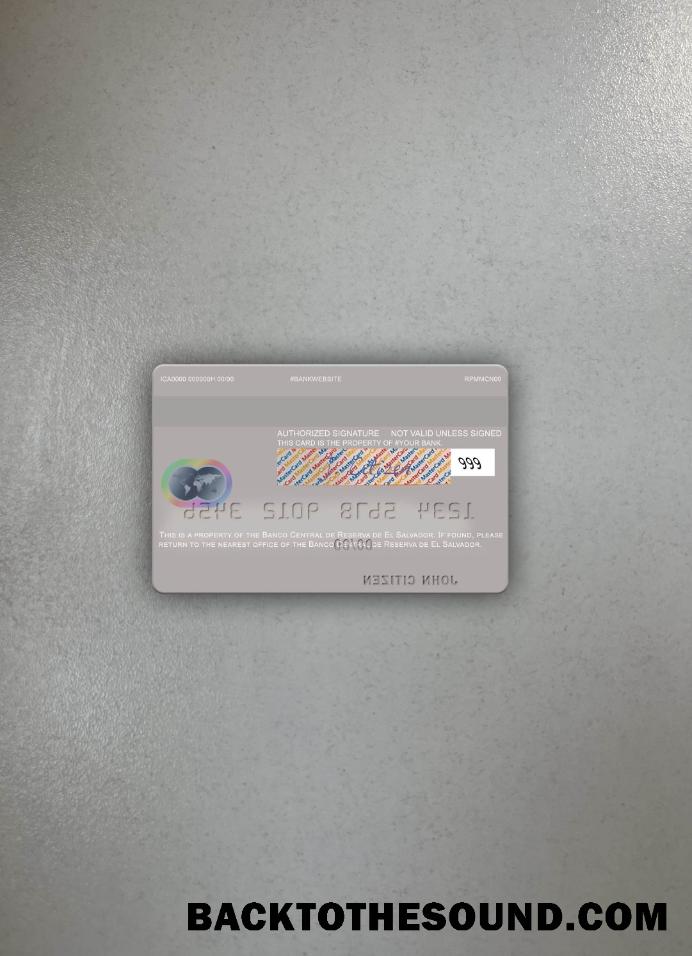 İndir El Salvador Banco Central de Reserva de El Salvador Mastercard foto-görünüm Arka Örnek tasarım