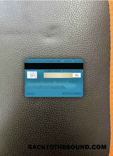 İndir Finlandiya Danske Banka Vize electron Kart foto-görünüm Arka Örnek ön izleme