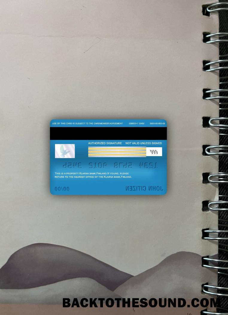 İndir Finlandiya Klarna Banka Vize electron Kart foto-görünüm Arka Örnek örnek