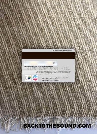 İndir Almanya Commerzbank Vize Kart foto-görünüm Arka Örnek şablon