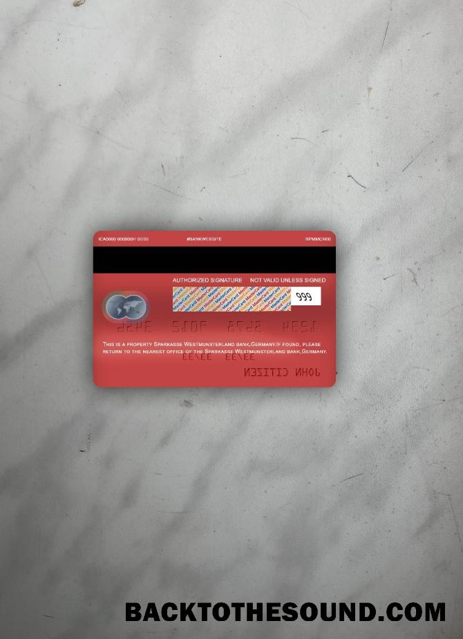 İndir Almanya Sparkasse Westmunsterland Banka Mastercard foto-görünüm Arka Örnek ön izleme