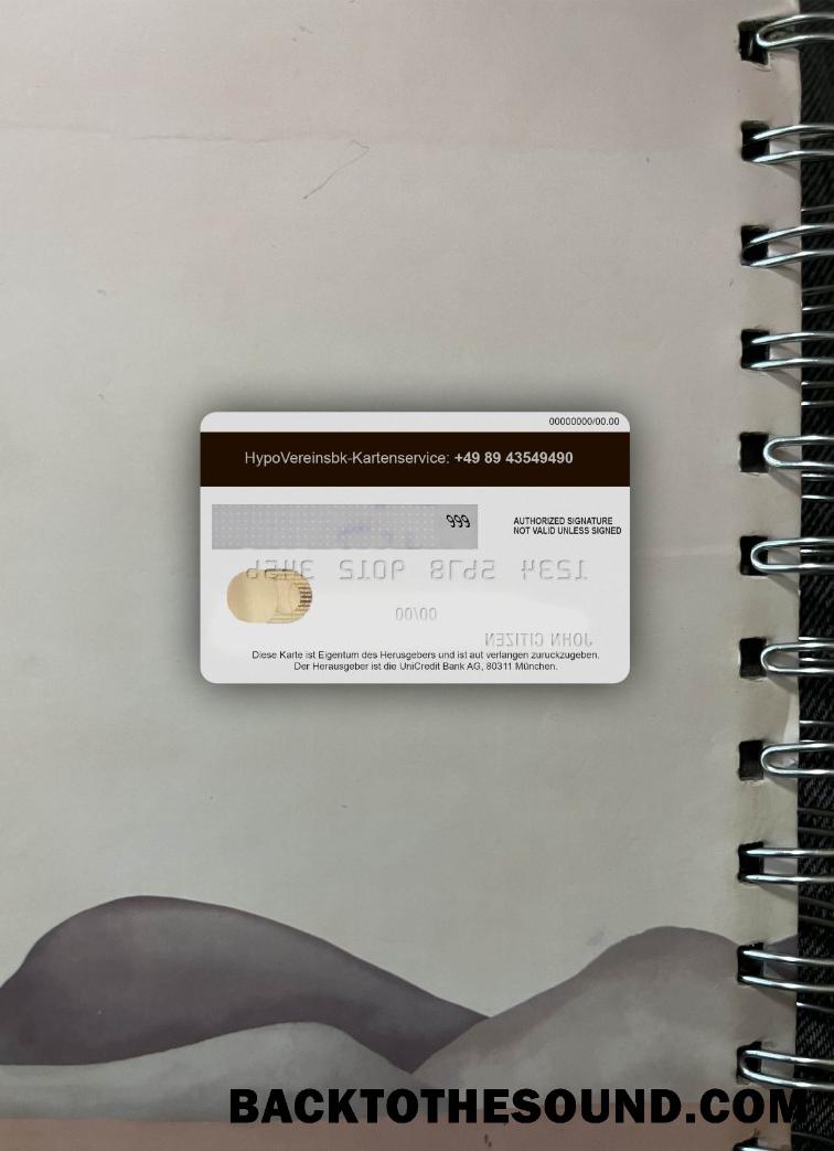 İndir Almanya UniCredit Banka Mastercard Kredi Kart foto-görünüm Arka Örnek şablon