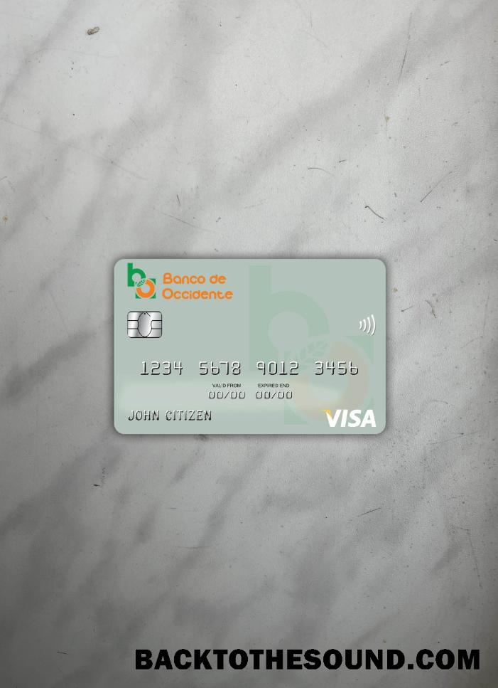 İndir Honduras Banco de Occidente Vize Kart foto-görünüm Ön Örnek taslak
