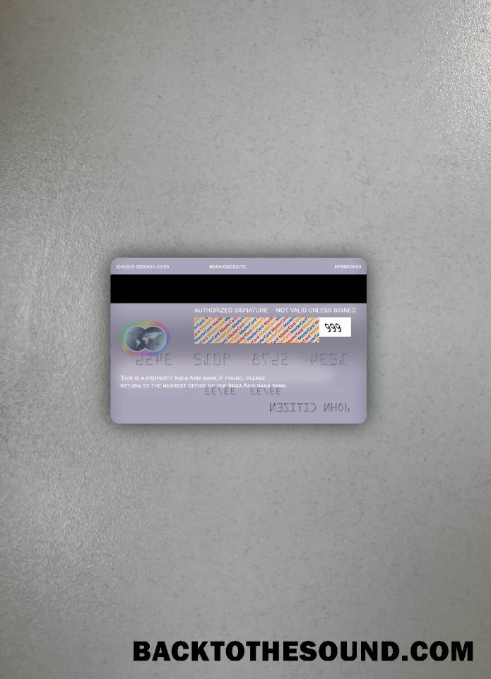 İndir Hindistan Axis Banka Mastercard foto-görünüm Arka Örnek tasarım