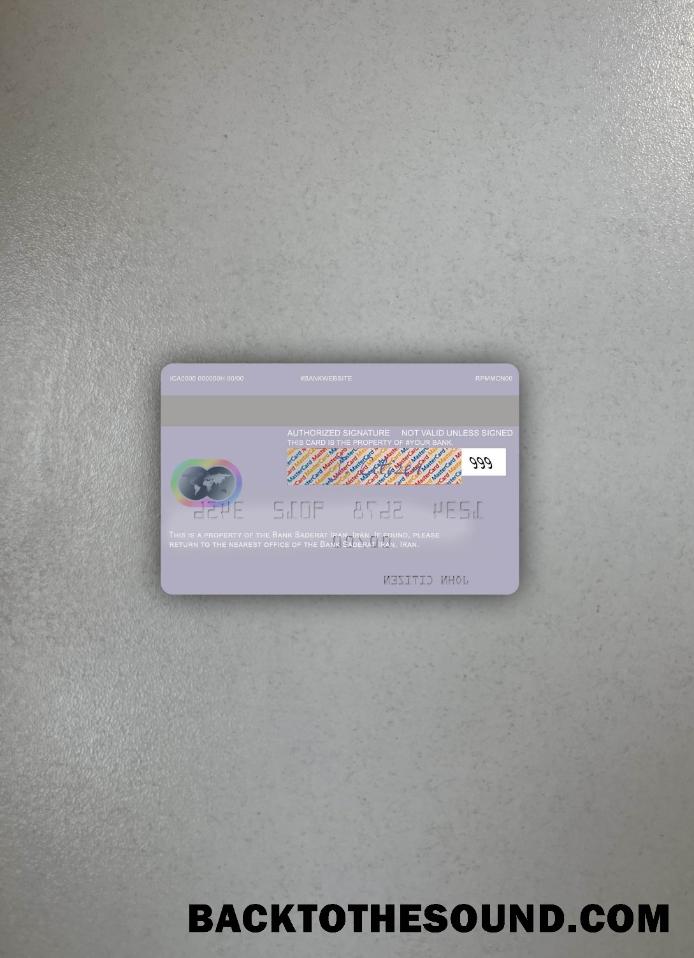 İndir İran Banka Saderat İran Mastercard foto-görünüm Arka Örnek örnek