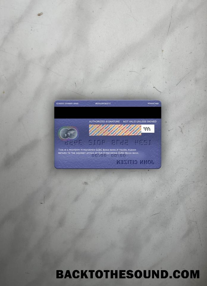 İndir Kırgızistan OJSC Bakai Banka Mastercard foto-görünüm Arka Örnek ön izleme