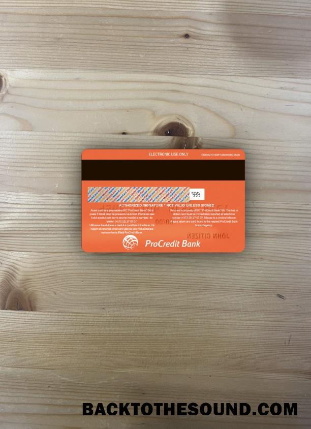 İndir Moldova ProCredit Banka Mastercard 1 foto-görünüm Arka Örnek tasarım