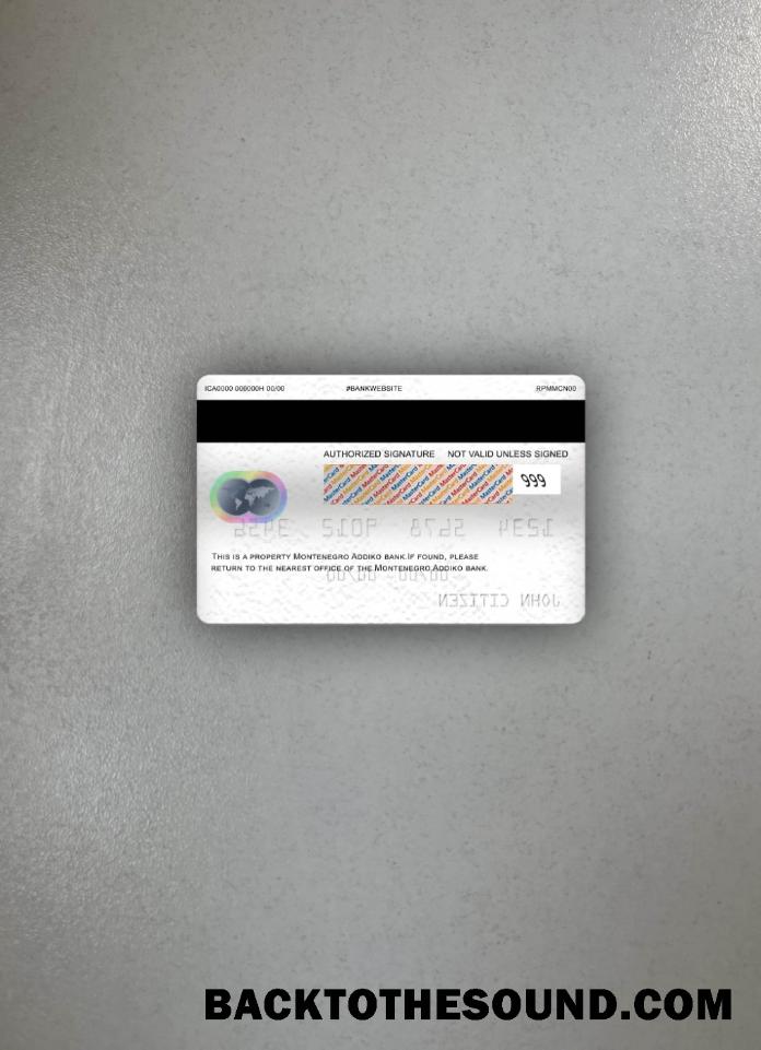 İndir Karadağ Addiko Banka Mastercard foto-görünüm Arka Örnek örnek
