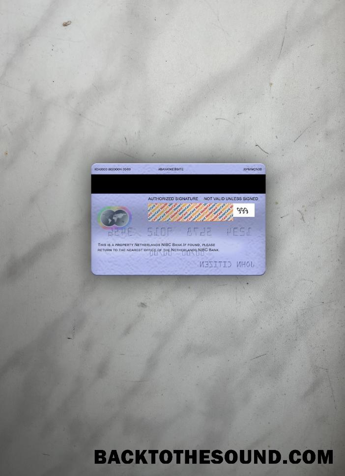 İndir Hollanda NIBC Banka Mastercard foto-görünüm Arka Örnek taslak