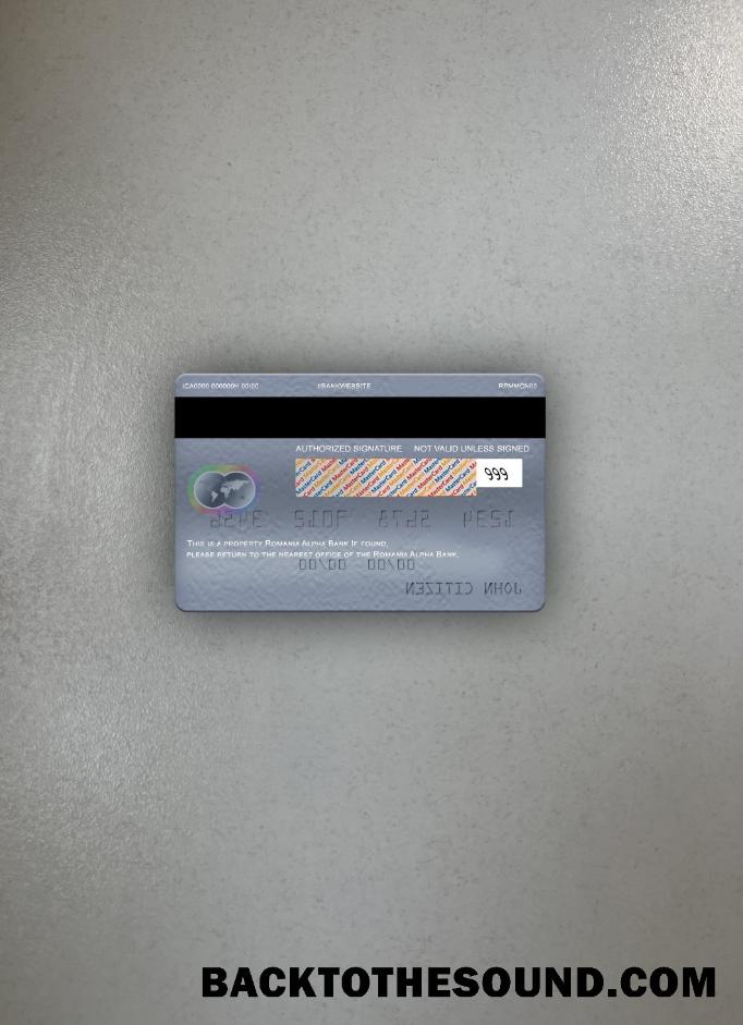İndir Romanya Alpha Banka Mastercard foto-görünüm Arka Örnek şablon
