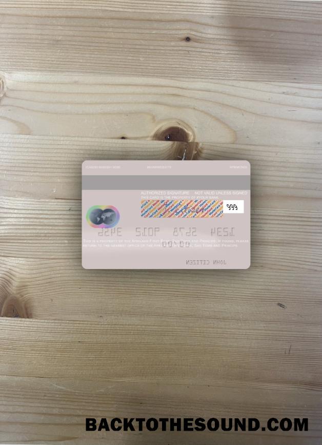 İndir São Tomé ve Príncipe Afriland First Banka Mastercard foto-görünüm Arka Örnek taslak
