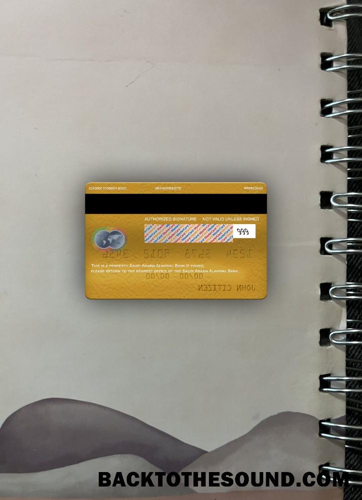 İndir Suudi Arabistan Alawwal Banka Mastercard gold foto-görünüm Arka Örnek örnek
