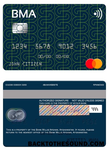 Λήψη Αφγανιστάν Τράπεζα Millie Afghan Mastercard Δείγμα δείγμα