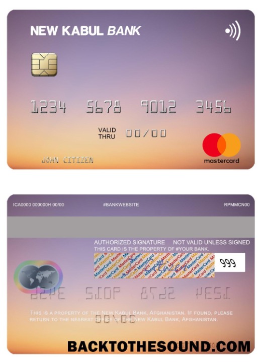 Λήψη Αφγανιστάν Νέο Kabul Τράπεζα Mastercard Δείγμα σχεδιασμό