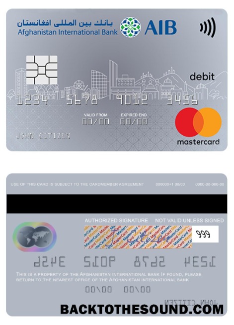 Λήψη Αφγανιστάν διεθνής Τράπεζα Mastercard Χρέωση Δείγμα προσχέδιο