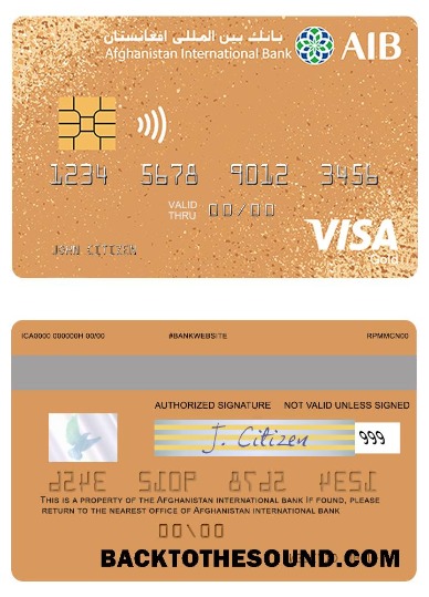 Λήψη Αφγανιστάν διεθνής Τράπεζα Βίζα gold prepaid Κάρτα Δείγμα σχεδιασμό