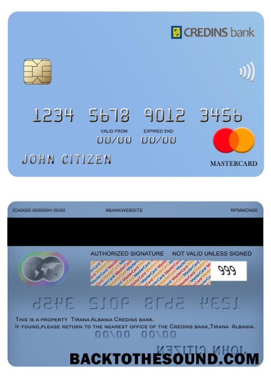 Λήψη Αλβανία Credins Τράπεζα Mastercard Δείγμα προσχέδιο