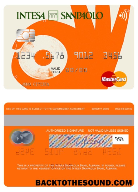 Λήψη Αλβανία Intesa Sanpaolo Τράπεζα Mastercard Δείγμα προεπισκόπηση