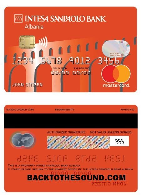 Λήψη Αλβανία Intesa Sanpaolo Τράπεζα Χρέωση Mastercard Δείγμα προεπισκόπηση