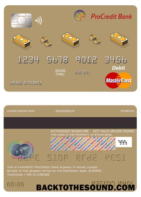 Λήψη Αλβανία Procredit Τράπεζα master Χρέωση Κάρτα Δείγμα προσχέδιο