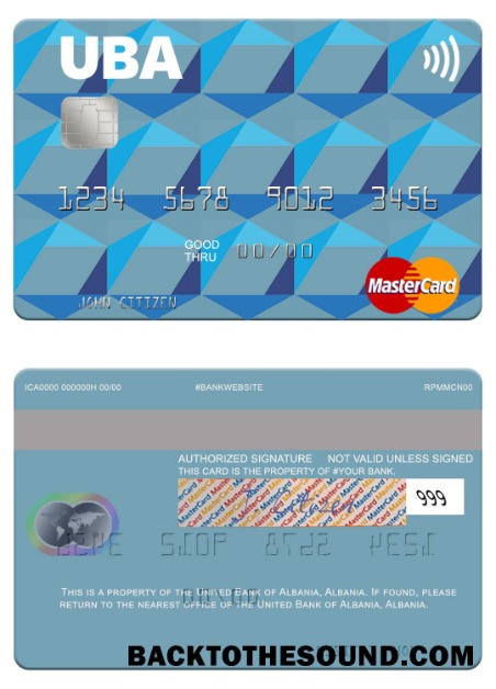 Λήψη Αλβανία ενωμένος Τράπεζα of Αλβανία Mastercard Δείγμα σχεδιασμό