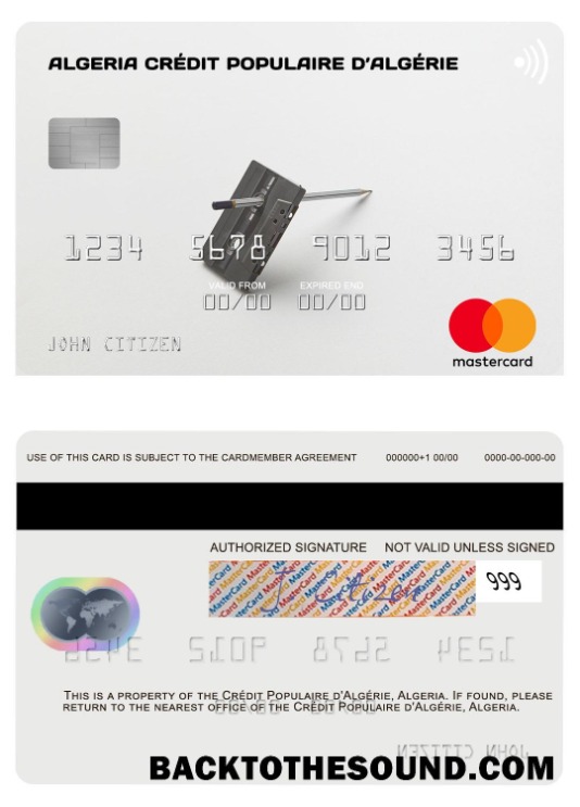 Λήψη Αλγερία Crédit Populaire d’Algérie Mastercard Δείγμα πρότυπο