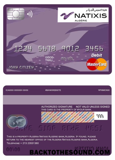 Λήψη Αλγερία Natixis Algerie Τράπεζα master Χρέωση Κάρτα Δείγμα δείγμα