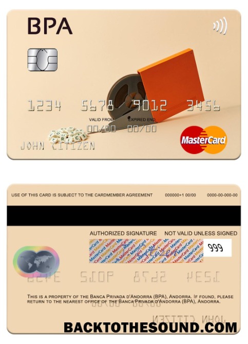 Λήψη Ανδόρρα Banca Privada d'Ανδόρρα (BPA) Mastercard Δείγμα πρότυπο