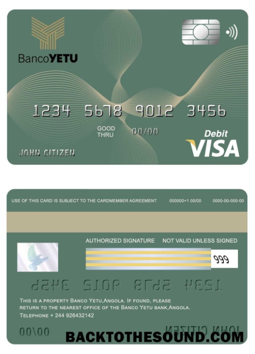 Λήψη Ανγκόλα Banco Yetu Βίζα Κάρτα Δείγμα πρότυπο