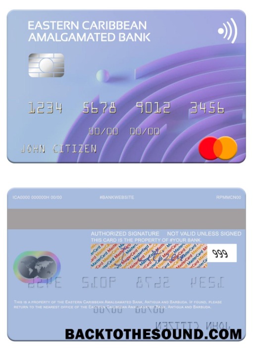 Λήψη Αντίγκουα και Μπαρμπούντα Eastern Caribbean Amalgamated Τράπεζα Mastercard Δείγμα δείγμα
